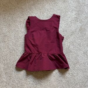 H&M 100% Cotton Burgundy Red Ruffle Top with Open Back and Bow